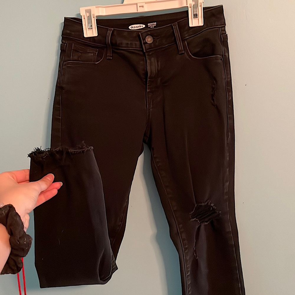 Old Navy black ripped skinny jeans